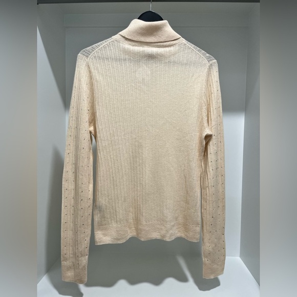 J crew Featherweight cashmere turtleneck sweater rhinestones buttercream XL - Picture 7 of 11